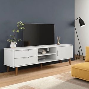 vidaXL Dulap TV „MOLDE” alb, 158x40x49 cm, lemn masiv de pin imagine