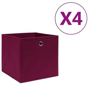 vidaXL Cutii depozitare, 4 buc., roșu închis, 28x28x28 cm, textil imagine