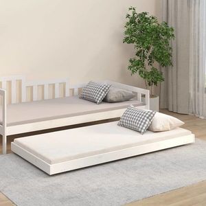 vidaXL Cadru de pat, alb, 75x190 cm, lemn masiv de pin imagine