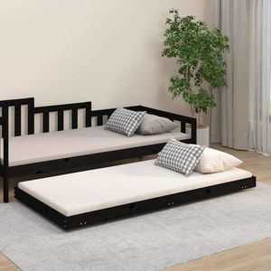 vidaXL Cadru de pat, negru, 75x190 cm, lemn masiv de pin imagine