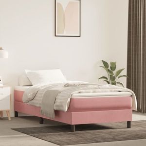 vidaXL Saltea de pat cu arcuri, roz, 100x200x20 cm, catifea imagine