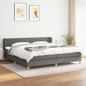 vidaXL Pat box spring cu saltea, gri închis, 200x200 cm, textil imagine