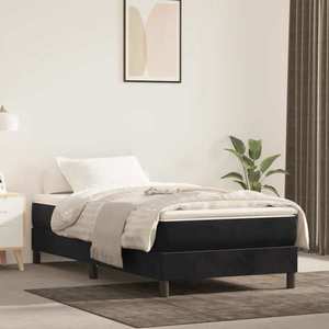 vidaXL Saltea de pat cu arcuri, negru, 100x200x20 cm, catifea imagine