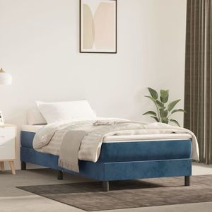 vidaXL Saltea de pat cu arcuri, albastru închis, 100x200x20cm, catifea imagine