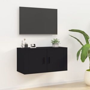 vidaXL Dulap TV montat pe perete, negru, 80x34, 5x40 cm imagine