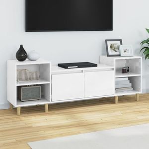 vidaXL Comodă TV, alb extralucios, 160x35x55 cm, lemn prelucrat imagine