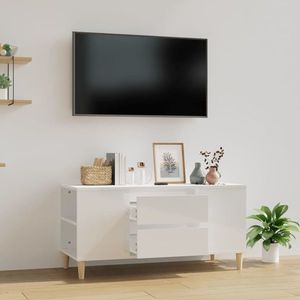 vidaXL Comodă TV, alb extralucios, 102x44, 5x50 cm, lemn prelucrat imagine