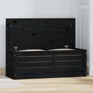 vidaXL Cutie de depozitare, negru, 89x36, 5x33 cm, lemn masiv de pin imagine