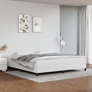 vidaXL Cadru de pat, alb, 200x200 cm, piele ecologică imagine