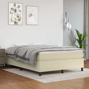 vidaXL Cadru de pat, crem, 140x200 cm, piele ecologică imagine