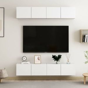 vidaXL Comode TV, 4 buc., alb, 80x30x30 cm, lemn compozit imagine
