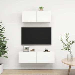 vidaXL Set dulapuri TV, 2 piese, alb, lemn prelucrat imagine