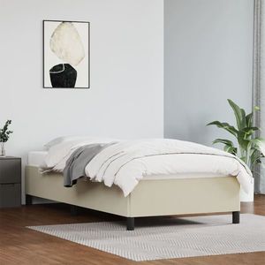 vidaXL Cadru de pat, crem, 90x190 cm, piele ecologică imagine