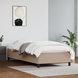 vidaXL Cadru de pat, cappuccino, 90x190 cm, piele ecologică imagine