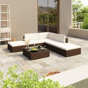 vidaXL Set mobilier de grădină cu perne, 6 piese, maro, poliratan imagine