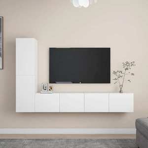 vidaXL Set dulapuri TV, 4 piese, alb, lemn prelucrat imagine