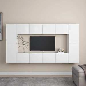 vidaXL Set de dulapuri TV, 6 piese, alb, lemn prelucrat imagine