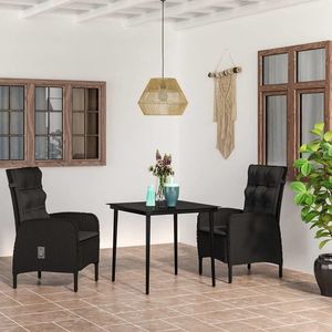 vidaXL Set mobilier de grădină cu perne, 3 piese, negru imagine