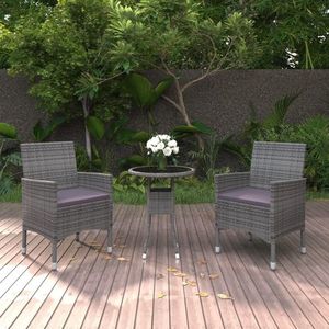 vidaXL Set mobilier de grădină, 3 piese, gri, poliratan imagine