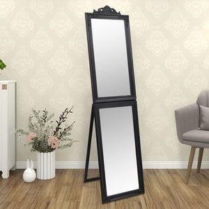 vidaXL Oglindă de sine stătătoare, negru, 45x180 cm imagine