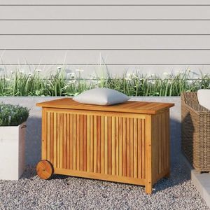 vidaXL Ladă de depozitare de grădină cu roți, 90x50x58 cm, lemn acacia imagine