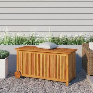 vidaXL Ladă de depozitare de grădină cu roți, 113x50x58 cm lemn acacia imagine