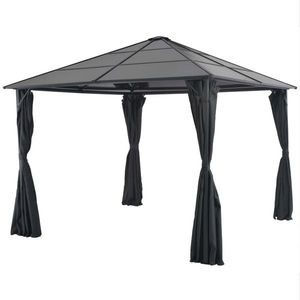 vidaXL Pavilion cu perdea, negru, 3 x 3 m, aluminiu imagine
