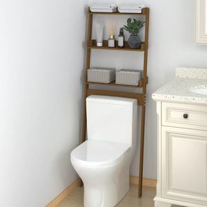 vidaXL Raft de toaletă, maro miere, 63, 5x32x179 cm, lemn masiv de pin imagine