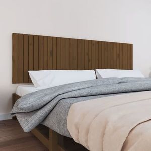vidaXL Tăblie de pat pentru perete, maro miere, 204x3x60 cm imagine