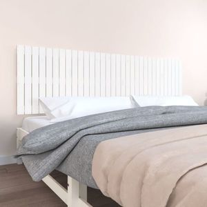vidaXL Tăblie de pat pentru perete, alb, 204x3x60 cm, lemn masiv pin imagine