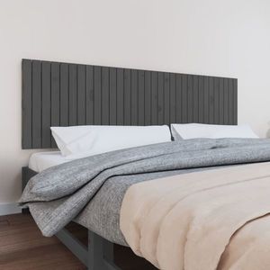 vidaXL Tăblie de pat pentru perete, gri, 204x3x60 cm, lemn masiv pin imagine