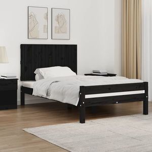 vidaXL Tăblie de pat pentru perete, negru, 108x3x60 cm, lemn masiv pin imagine