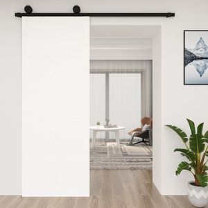 vidaXL Ușă de hambar, alb, 80x1, 8x214 cm, lemn masiv de pin imagine