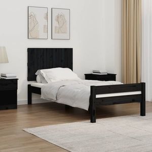 vidaXL Tăblie de pat pentru perete, negru, 95, 5x3x60cm, lemn masiv pin imagine