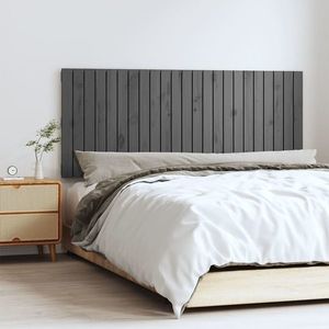 vidaXL Tăblie de pat pentru perete, gri, 147x3x60 cm, lemn masiv pin imagine