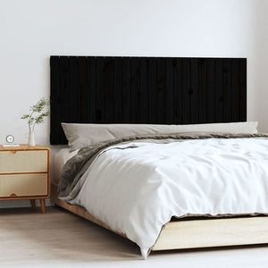 vidaXL Tăblie de pat pentru perete, negru, 147x3x60 cm, lemn masiv pin imagine