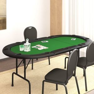 vidaXL Masă de poker pliabilă, 10 jucători, verde, 206x106x75 cm imagine