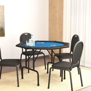 vidaXL Masă de poker pliabilă, 8 jucători, albastru, 108x108x75 cm imagine