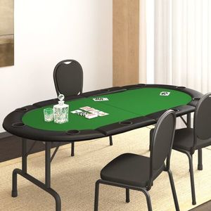 vidaXL Blat masă de poker, 10 jucători, pliabil, verde, 208x106x3 cm imagine