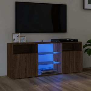 vidaXL Comodă TV cu lumini LED, stejar maro, 120x30x50 cm imagine