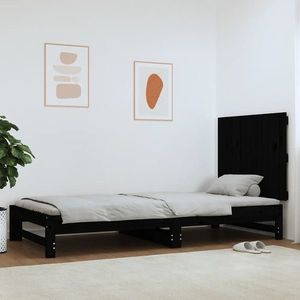 vidaXL Tăblie de pat pentru perete, negru, 82, 5x3x60cm, lemn masiv pin imagine