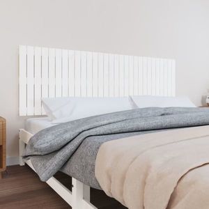 vidaXL Tăblie de pat pentru perete, alb, 185x3x60 cm, lemn masiv pin imagine