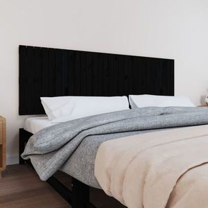 vidaXL Tăblie de pat pentru perete, negru, 185x3x60 cm, lemn masiv pin imagine