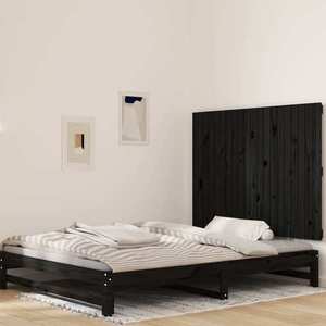 vidaXL Tăblie de pat pentru perete, negru, 127, 5x3x90 cm imagine