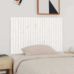 vidaXL Tăblie de pat pentru perete, alb, 140x3x90 cm, lemn masiv pin imagine