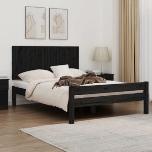 vidaXL Tăblie de pat pentru perete, negru, 140x3x60 cm, lemn masiv pin imagine