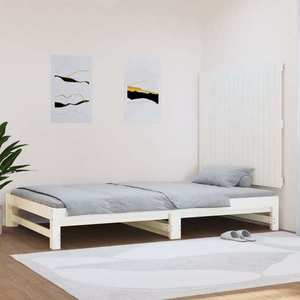 vidaXL Tăblie de pat pentru perete, alb, 108x3x90 cm, lemn masiv pin imagine