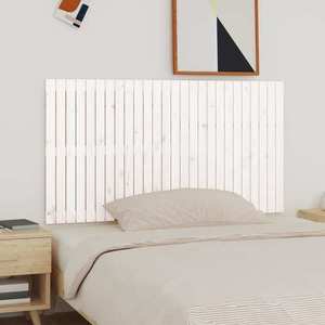 vidaXL Tăblie de pat pentru perete, alb, 166x3x90 cm, lemn masiv pin imagine