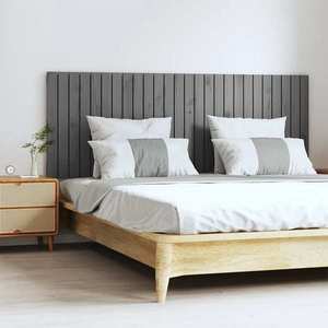 vidaXL Tăblie de pat pentru perete, gri, 166x3x60 cm, lemn masiv pin imagine