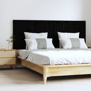 vidaXL Tăblie de pat pentru perete, negru, 166x3x60 cm, lemn masiv pin imagine